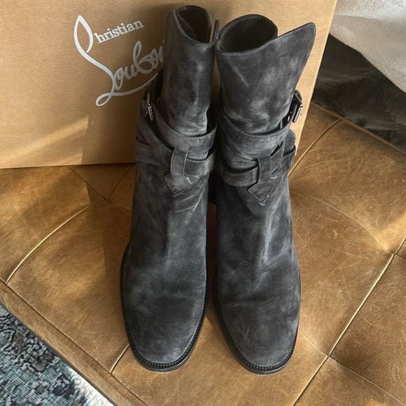 💯Christian Louboutin Karistrap 70 Veau Velours boots Charbon size 41 - Picture 5 of 6